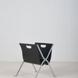 Italian folding magazine holder with saddle leather, 1970s