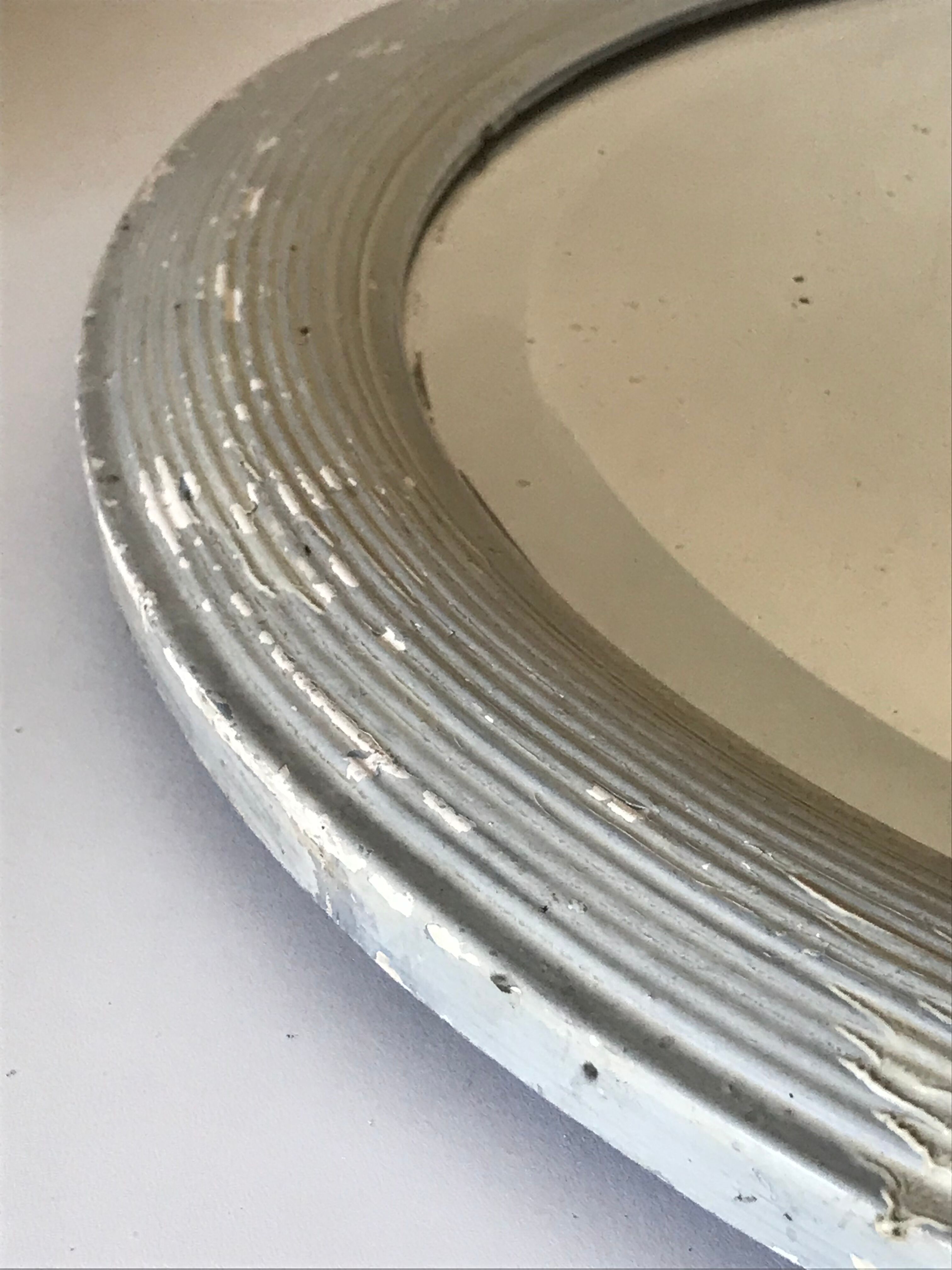 Vintage wood round mirror 1950