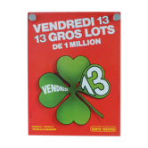 Original National Lottery poster Friday 13 clover has 4 sheets mod 2