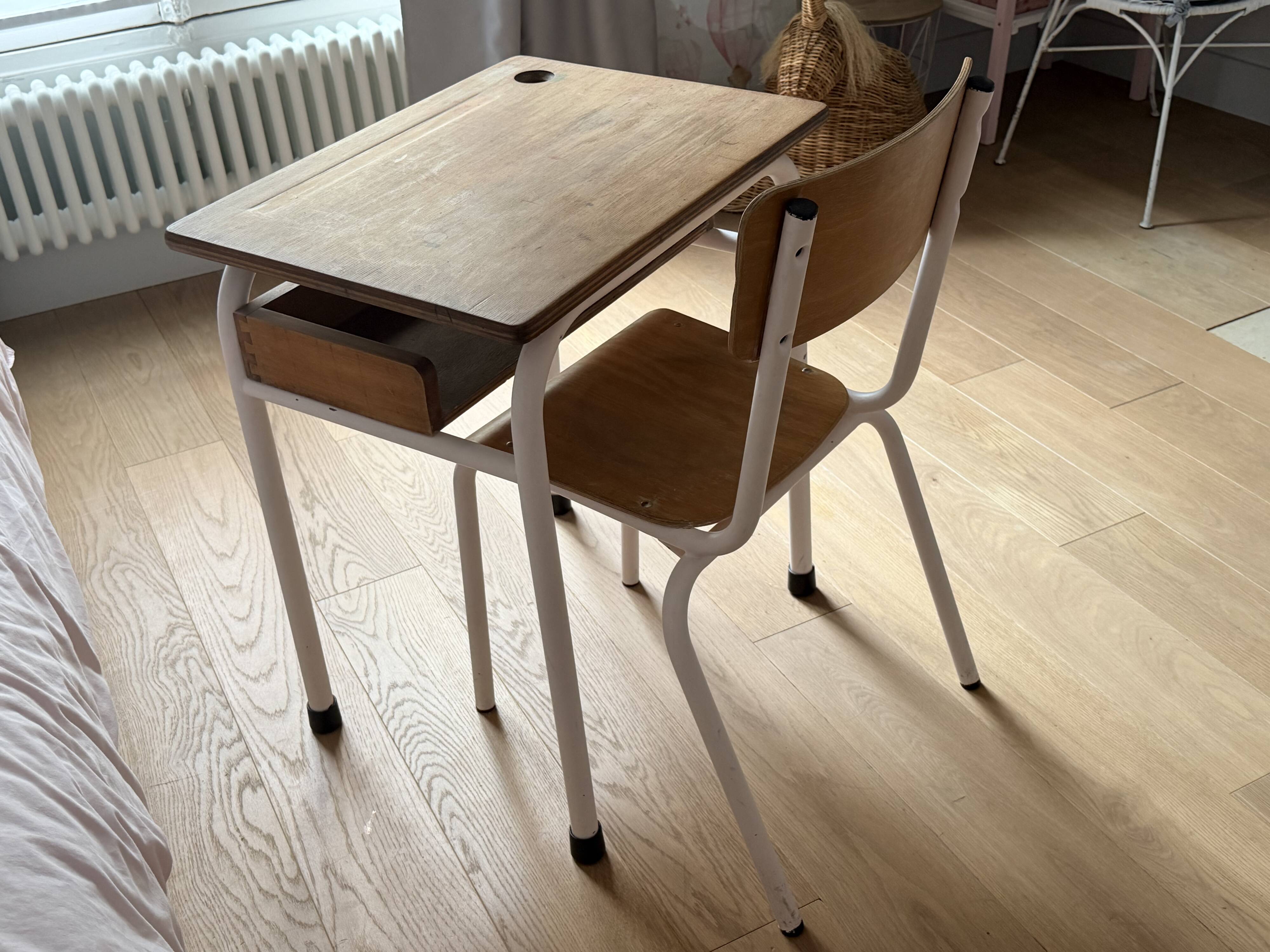 Antique school desk with chair