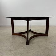 Antique rosewood coffee table with glass top designed by Ingmar Relling for Westnofa, vintage 70s