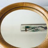 Round rattan mirror