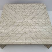 Mid-Century Italian Travertine Coffee Table with Brass Inlays, 70s