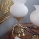 Trio lampes à poser style art deco bronze et opaline blanche