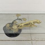 Panther table in bronze, brass and marble 1970