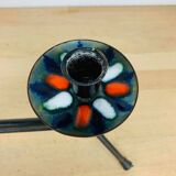 Vintage 50s iron candle holder, enameled signed