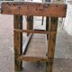 Workbench in raw wood with the press