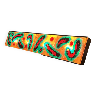 Applique / caisson lumineux vintage unique avec plaques de plexiglas abstraites colorées