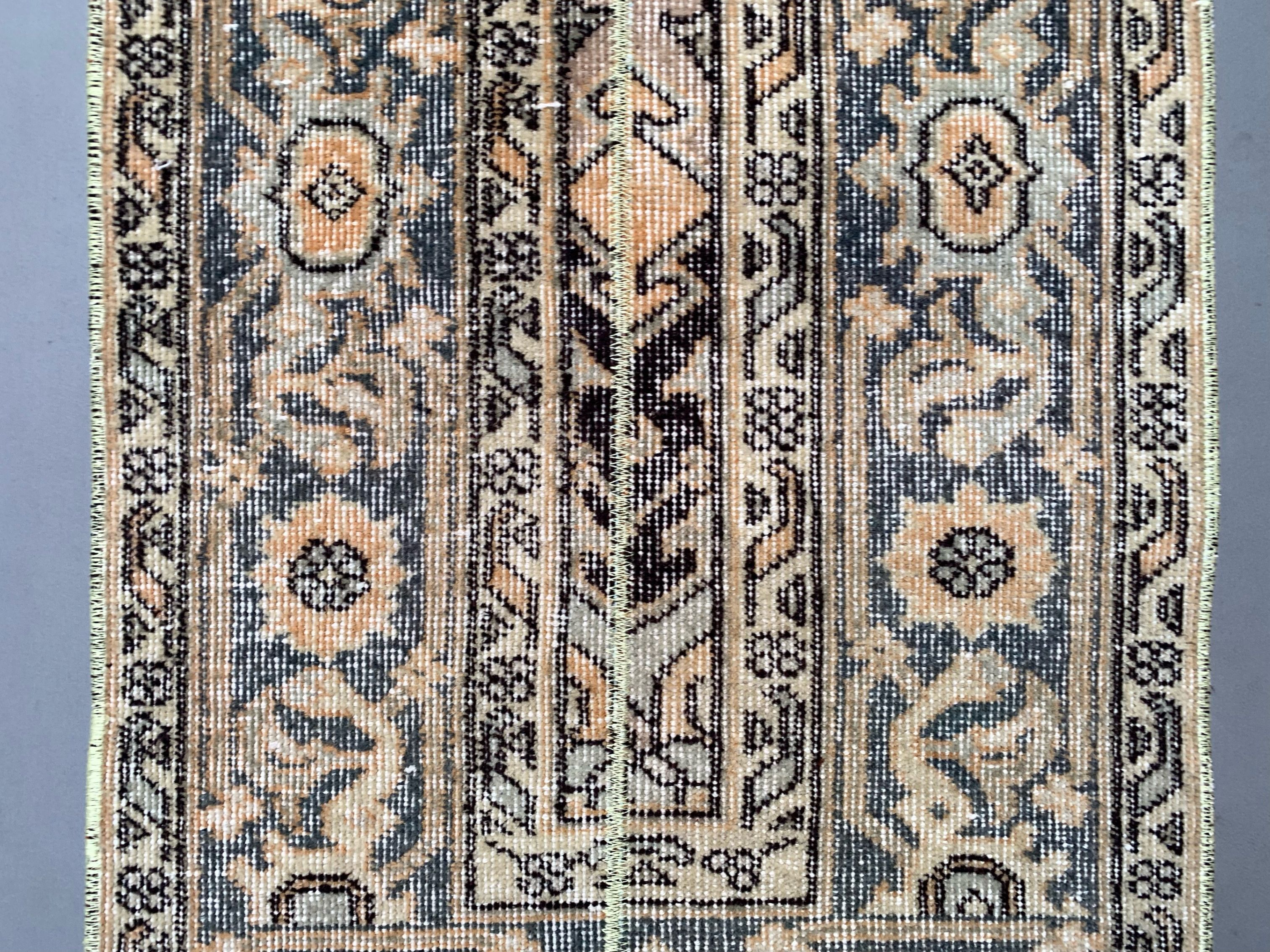 Distressed turkish runner 390x62 cm wool vintage tribal rug