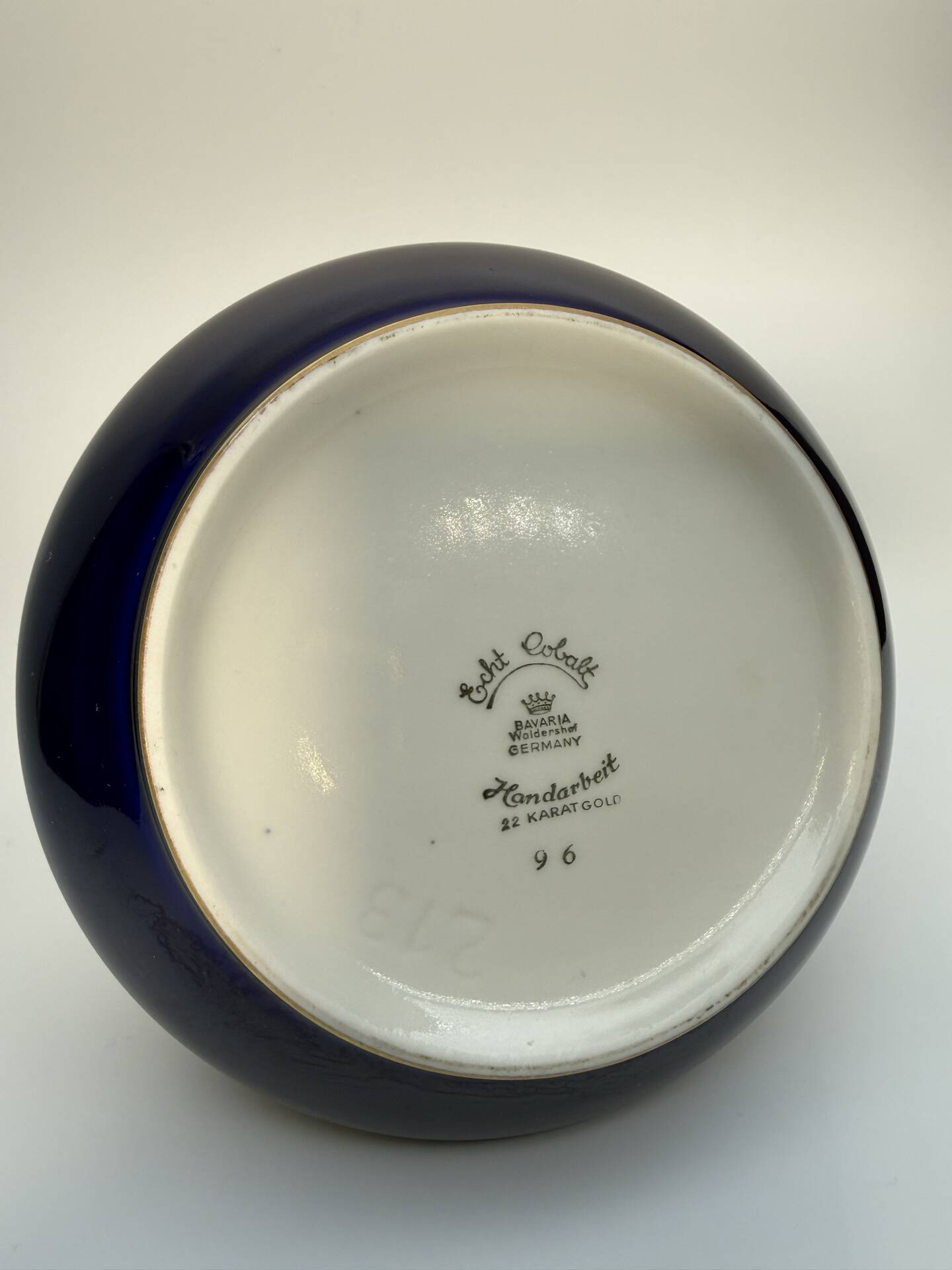 Vintage cobalt blue and gold porcelain bonbonnière.