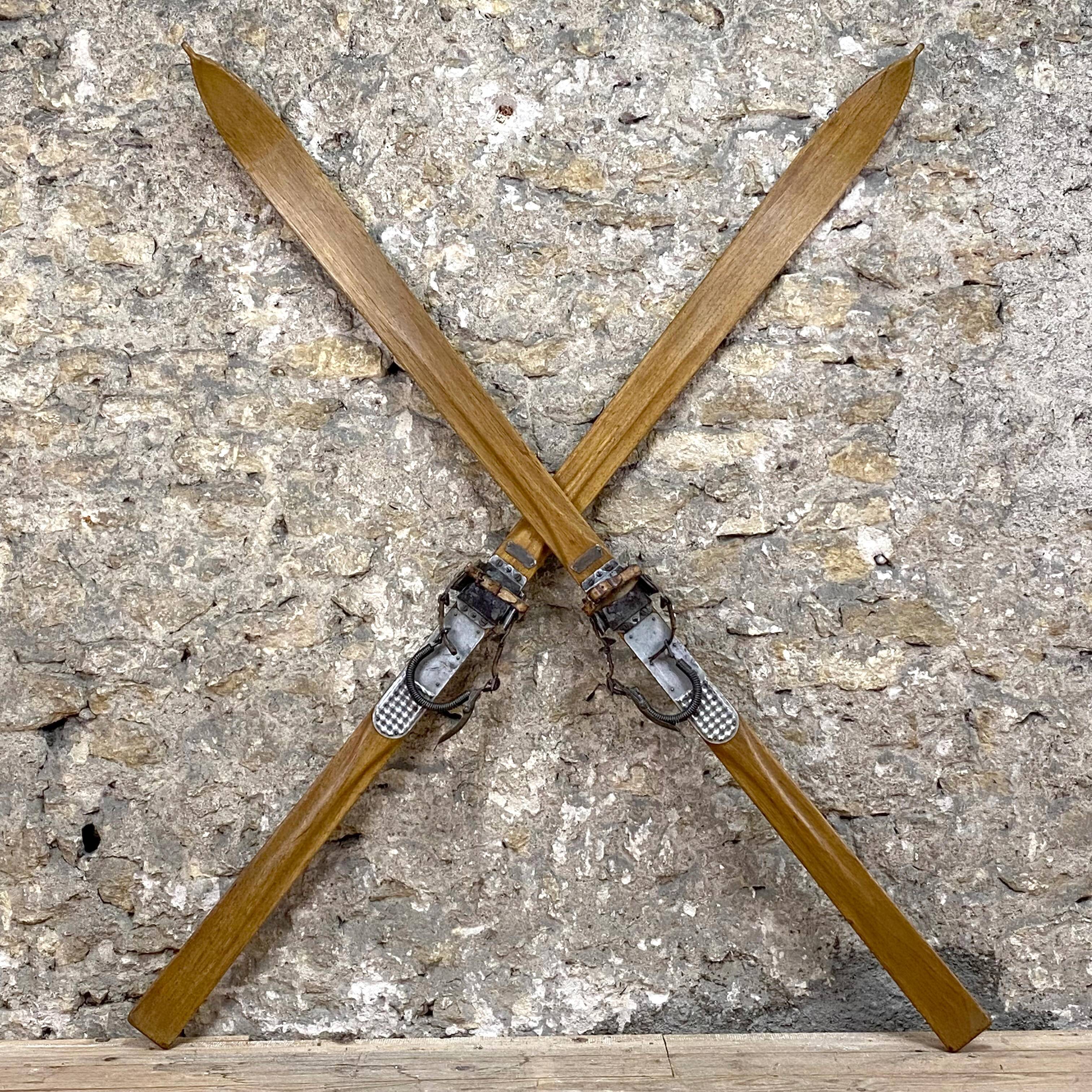 Old Wooden Skis - Mountain Chalet Decor - Vintage - 187 cm
