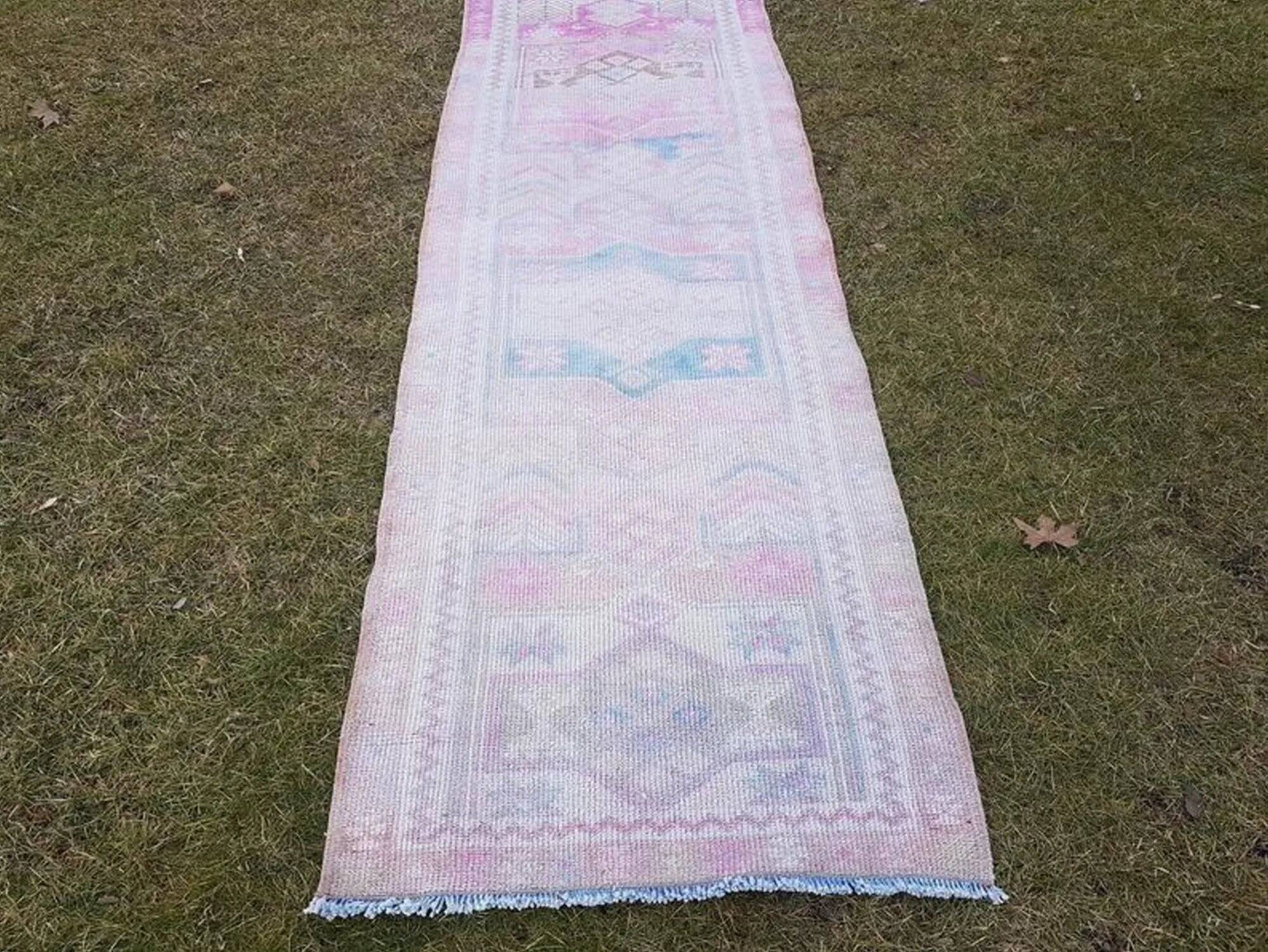 Vintage Turkish hallway rug 84x403 cm