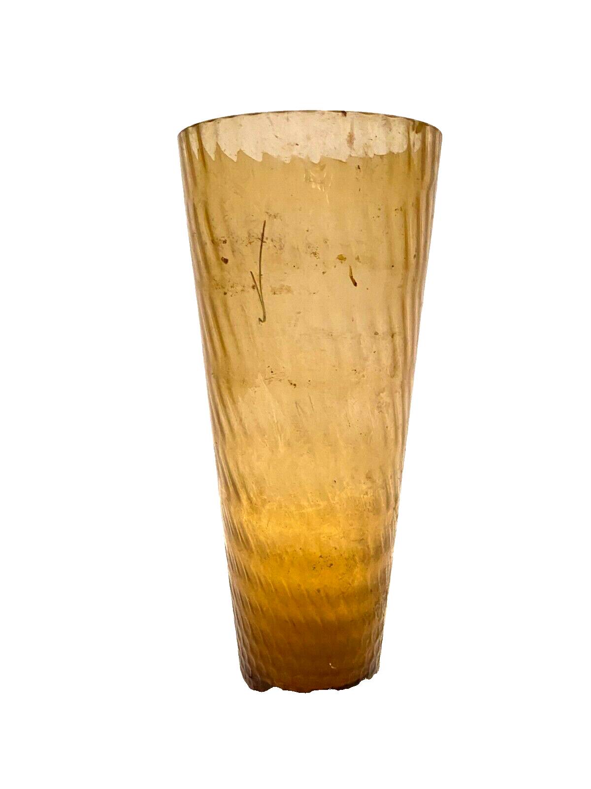 Large conical vase in opaque and wavy glass 20th century