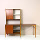 Scandinavian desk with bookcase and compartment with sliding doors