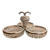Ancien Serviteur Mendiant Porte Condiment Grappe Raison Métal Argenté Verre