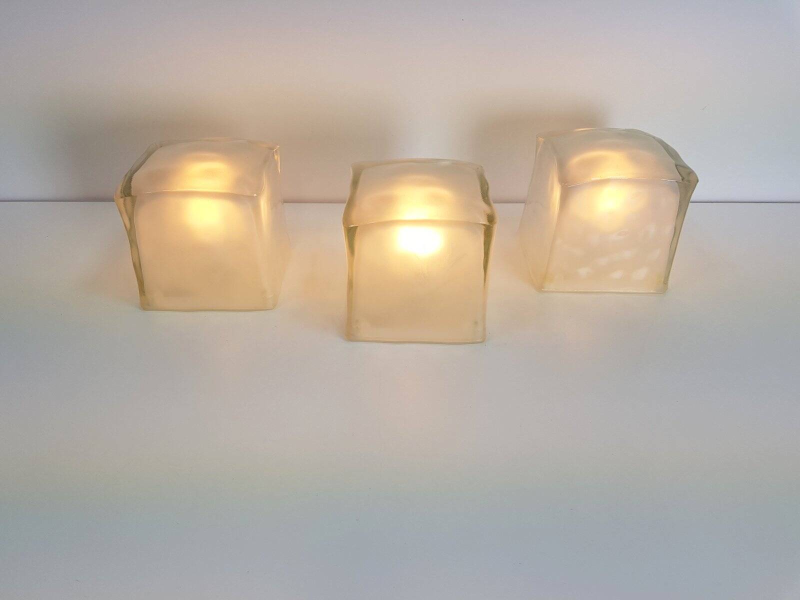 Iviken Ice Cube Table Lamp in Glass from Ikea, 1990s, Set of 3