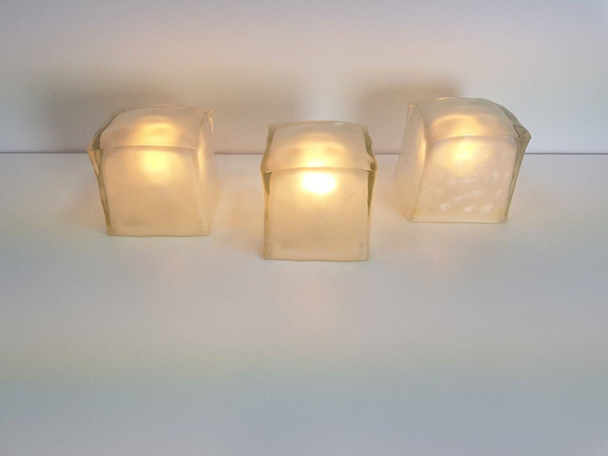 Iviken Ice Cube Table Lamp in Glass from Ikea, 1990s, Set of 3