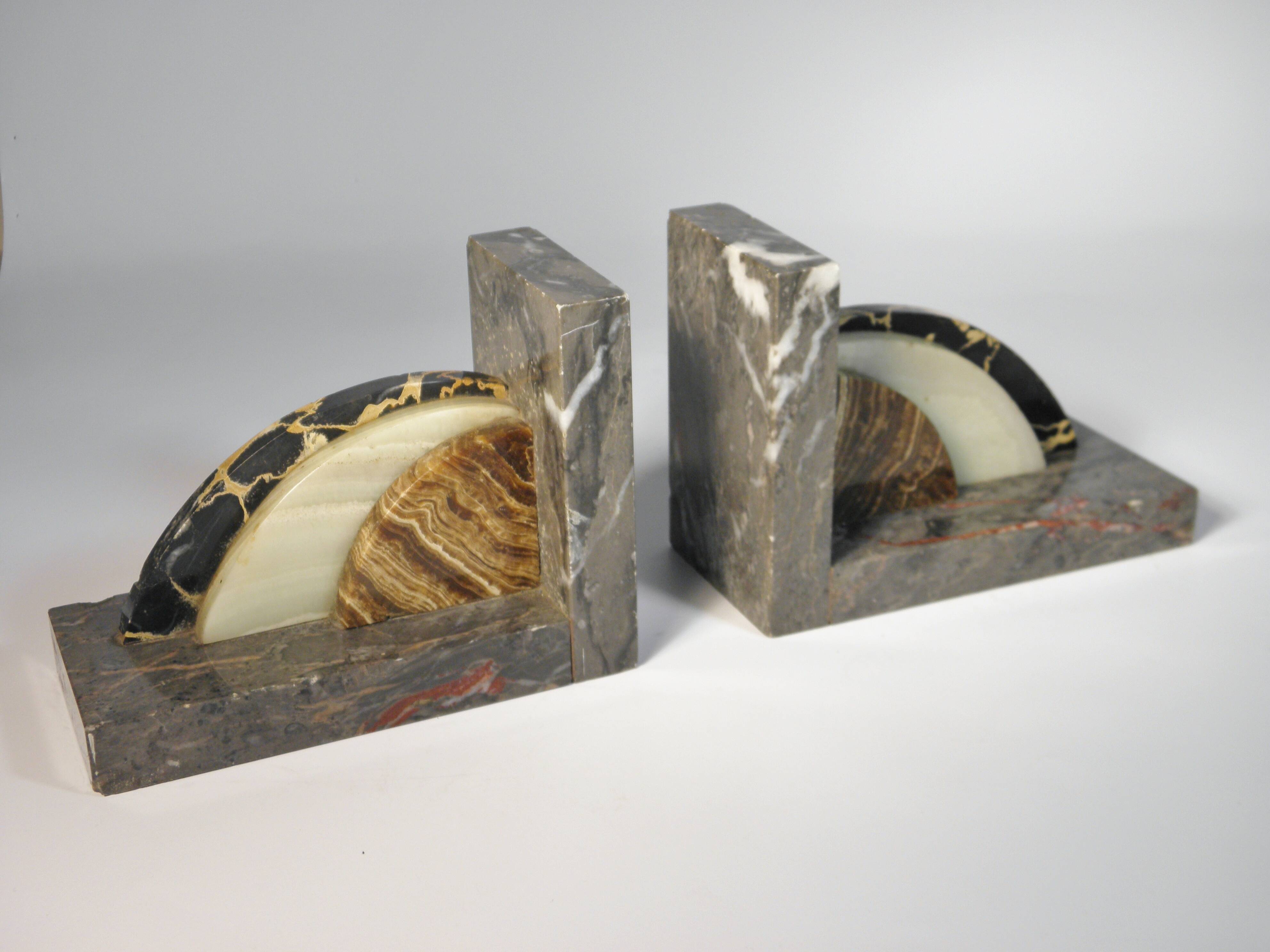 Marble and onyx bookends