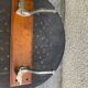 Wall coat rack two old metal hooks on vintage varnished wood