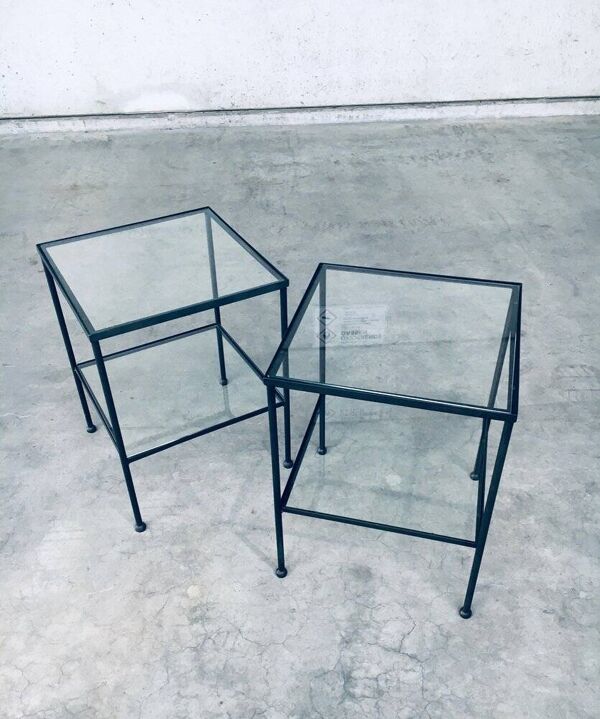 Minimalist Two Tier Side Tables, Belgium, 1960s, Set of 2