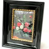 Tableau bouquet de fleur de Van Es en emaux plaque Helca