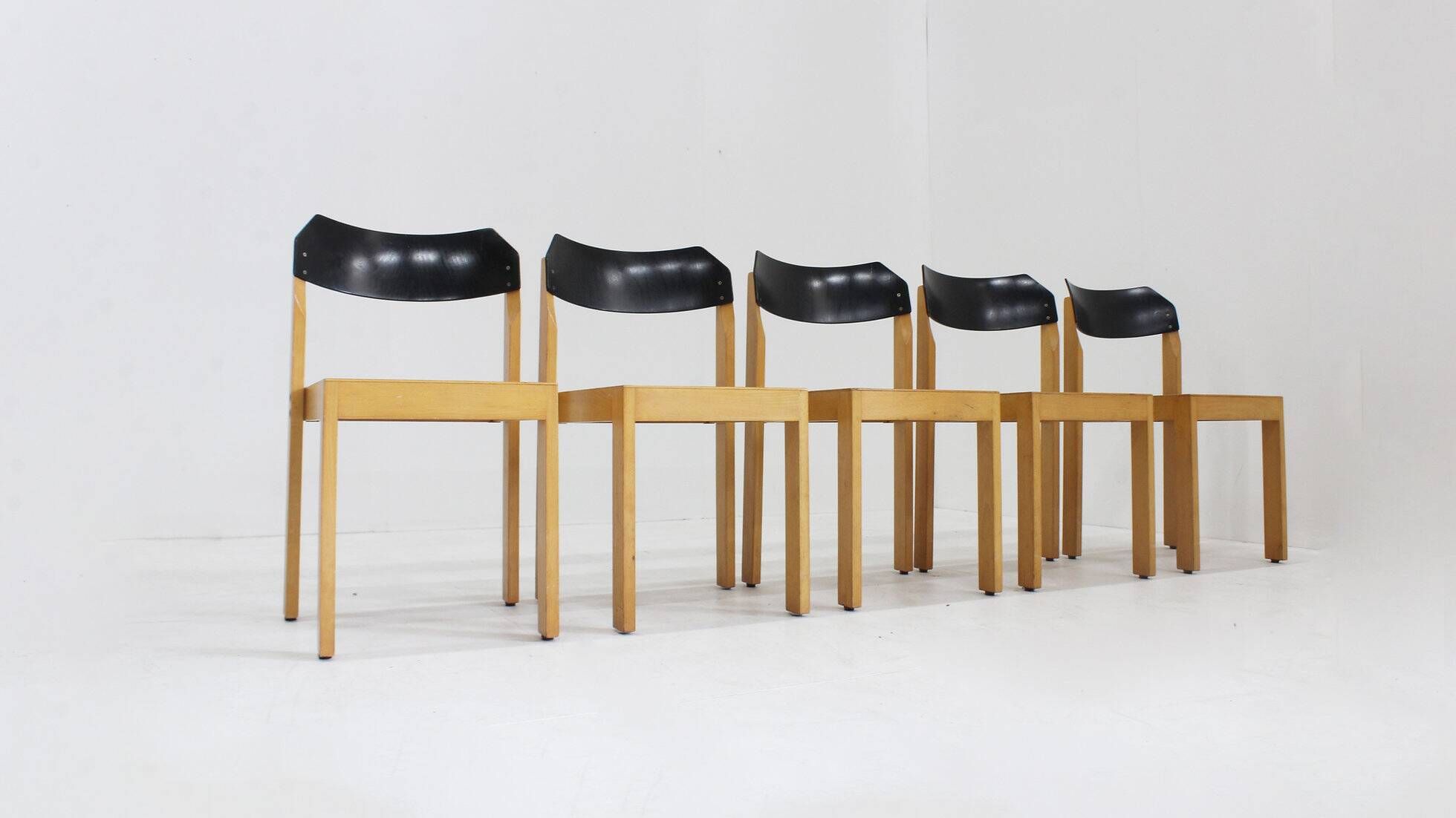 Vintage stackable mid century dining chairs set of 5