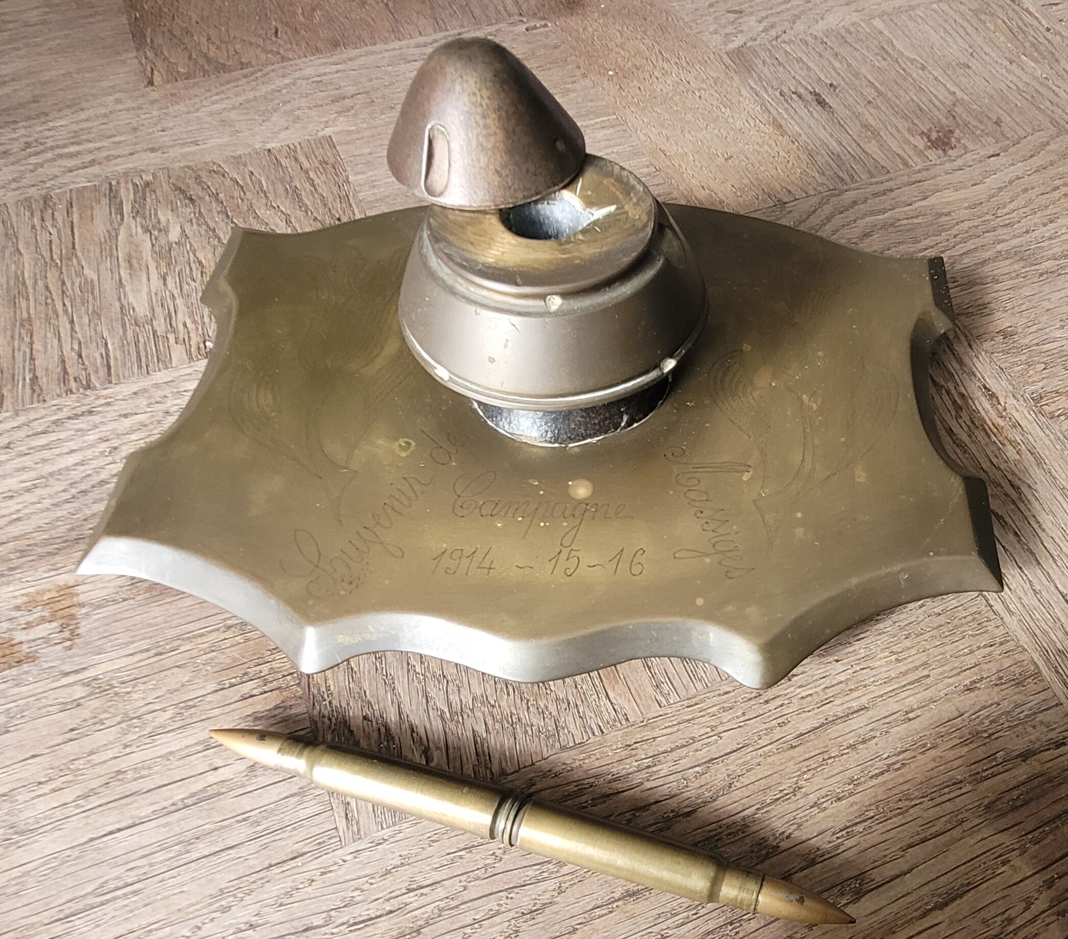 Inkwell old 1st World War Brass