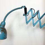 Blue Industrial Scissor Wall Lamp from Elektroinstala, 1960s
