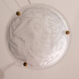 Art Deco Top Quality Pendant Light Floral decorations, Signed Degué