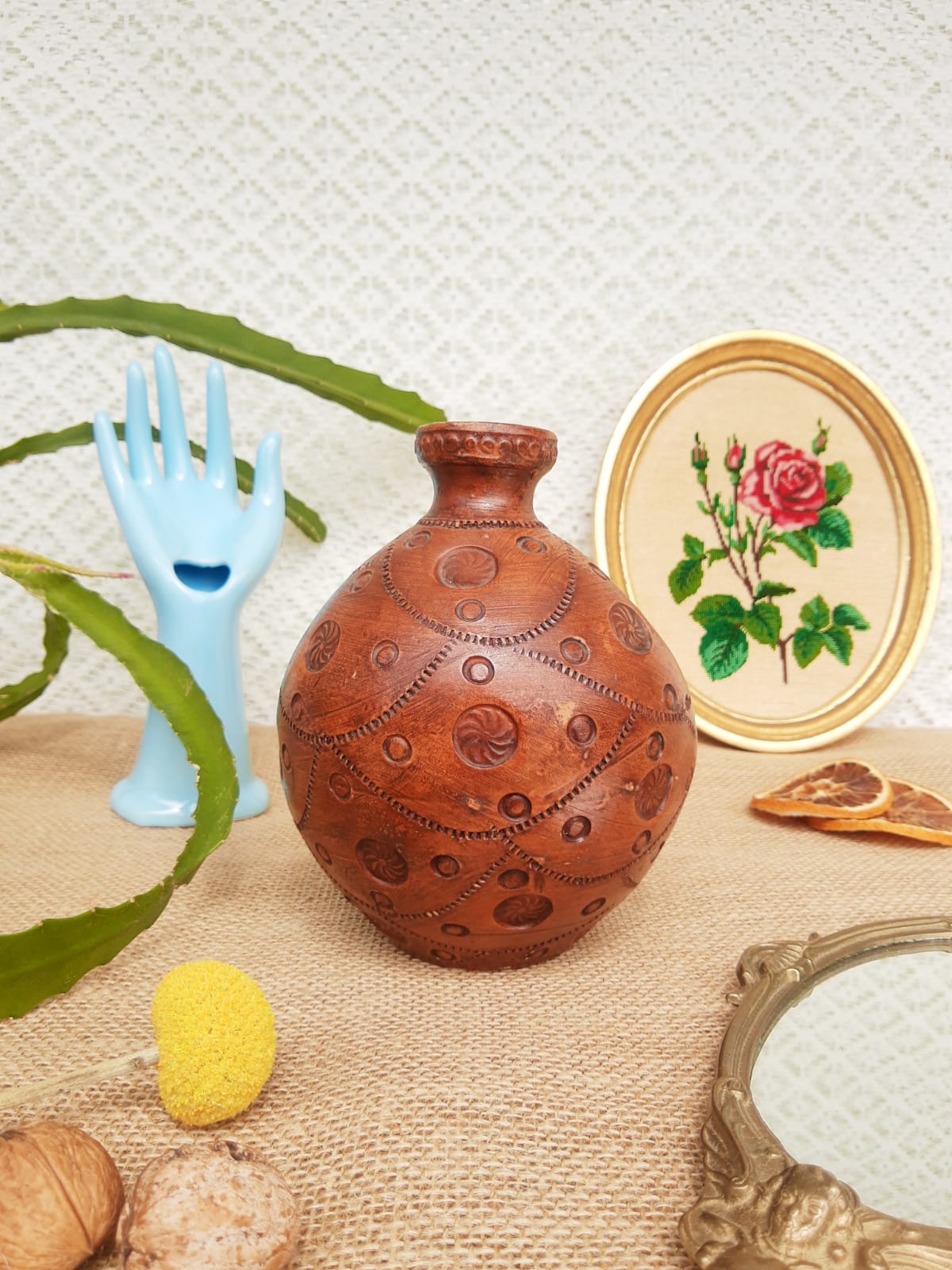 Vase , terracotta soliflore made in greece - vintage