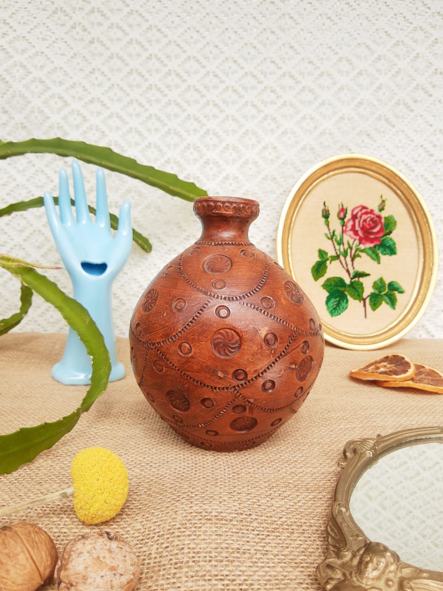 Vase , terracotta soliflore made in greece - vintage