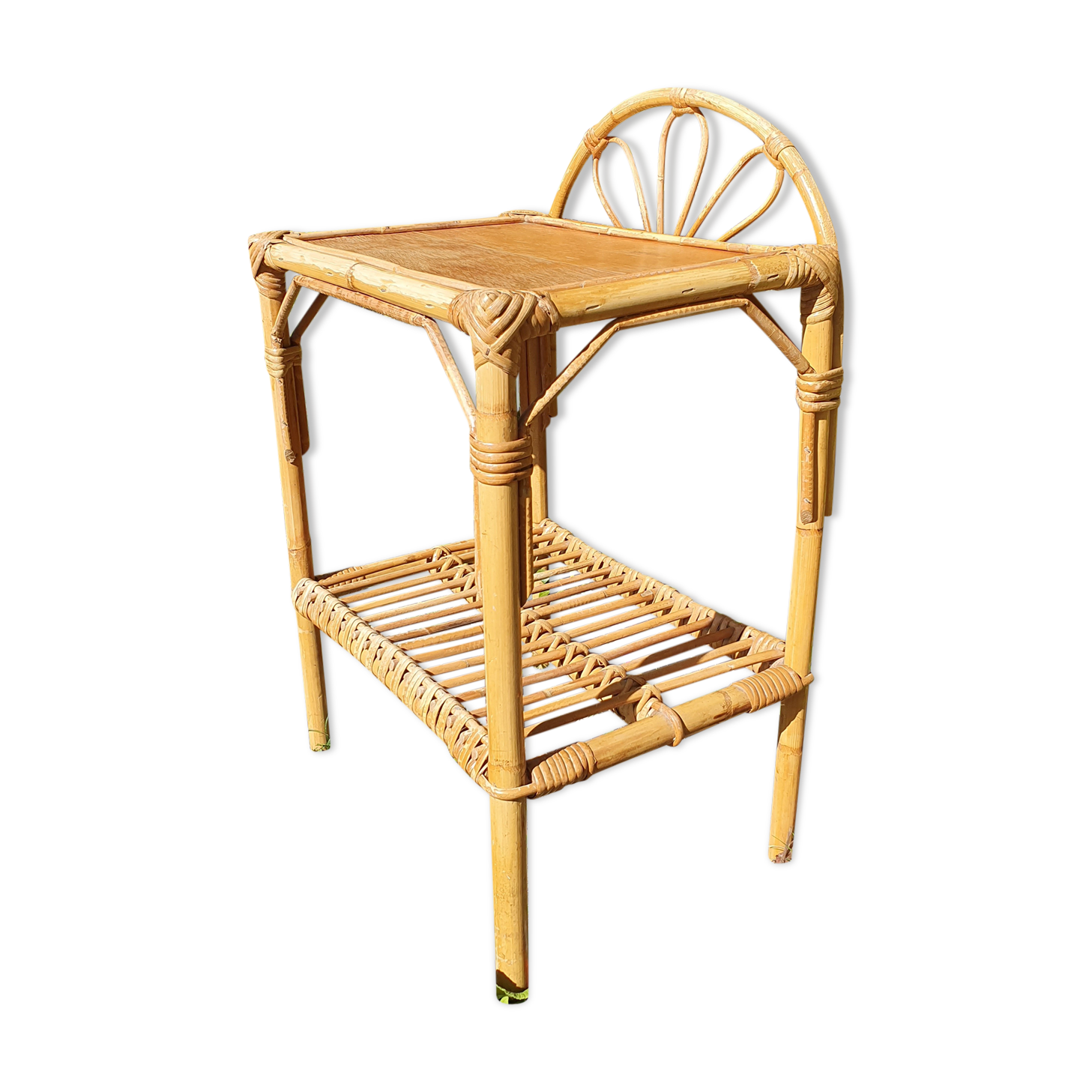 Vintage rattan bedside table