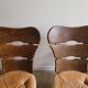 Lot de 4 chaises brutalistes en bois