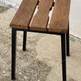 Vintage 1950s iron and wood stool