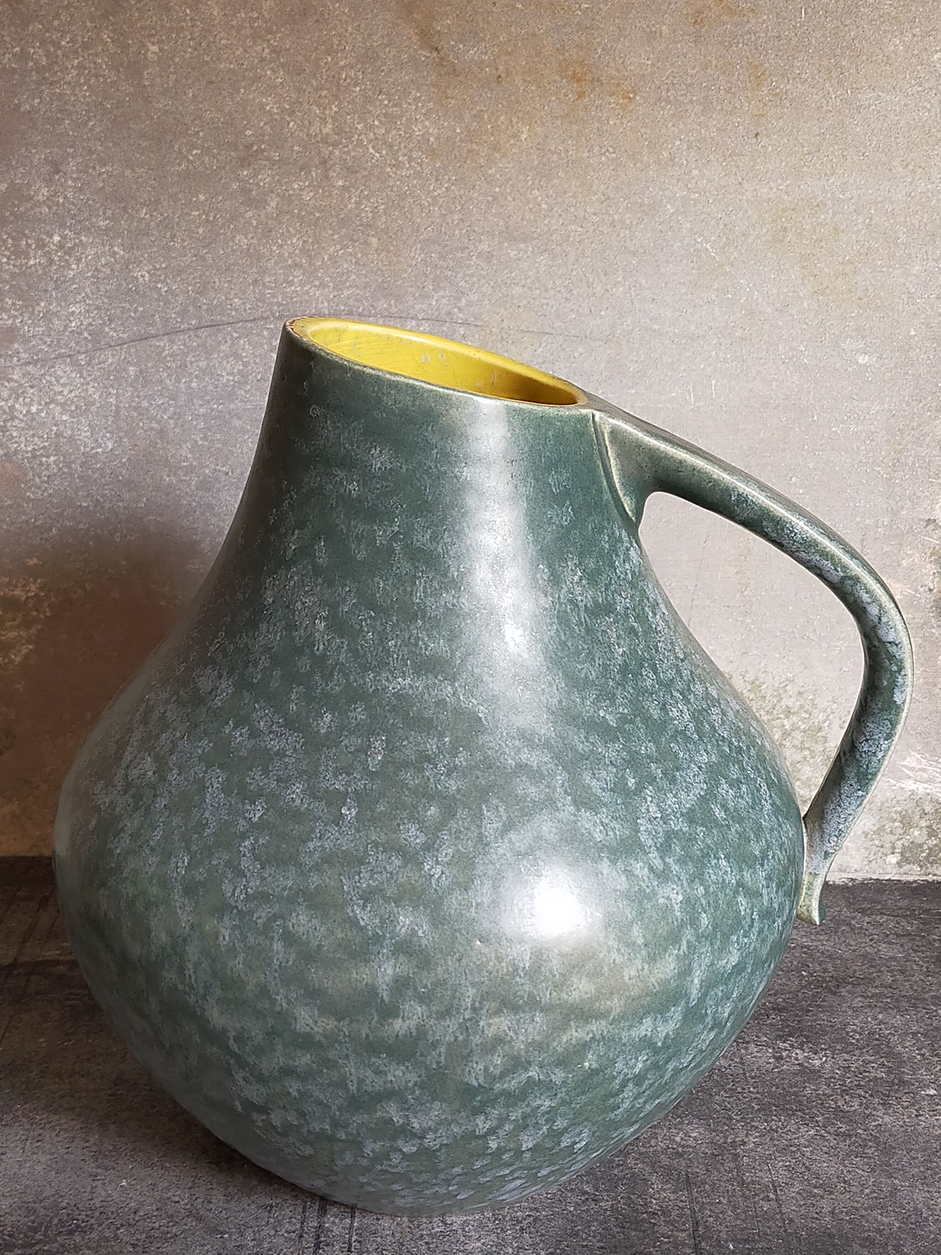 German ceramic vase Art-Deco with speckled enamel model n°377