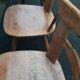 Set of 4 antique Tilburg solid wood brutalist chairs