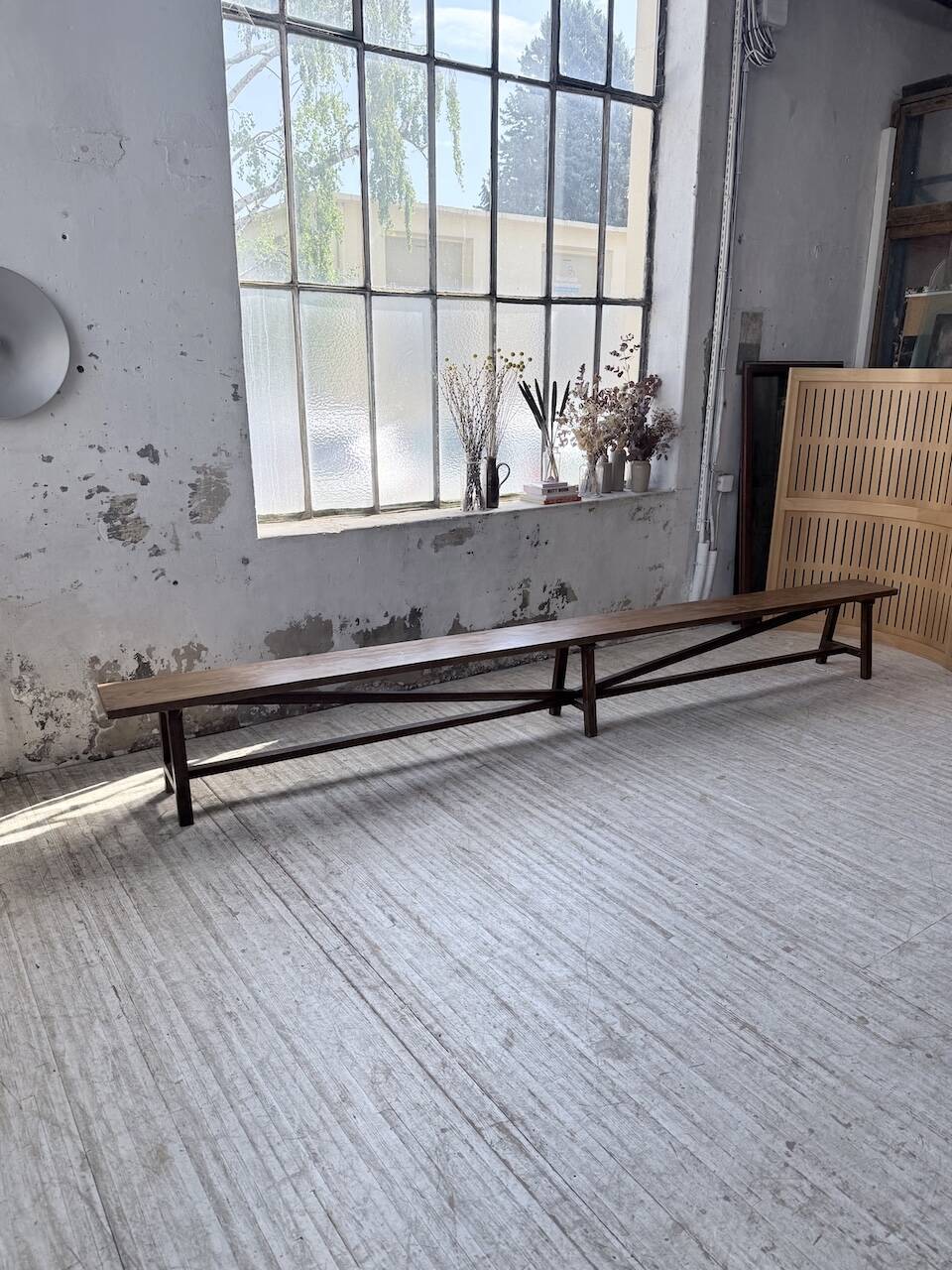 Paire de bancs de ferme chêne 4 mètres