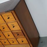 Grande apothicairerie / meuble d'école industrielle néerlandaise en hêtre, milieu du 20e siècle