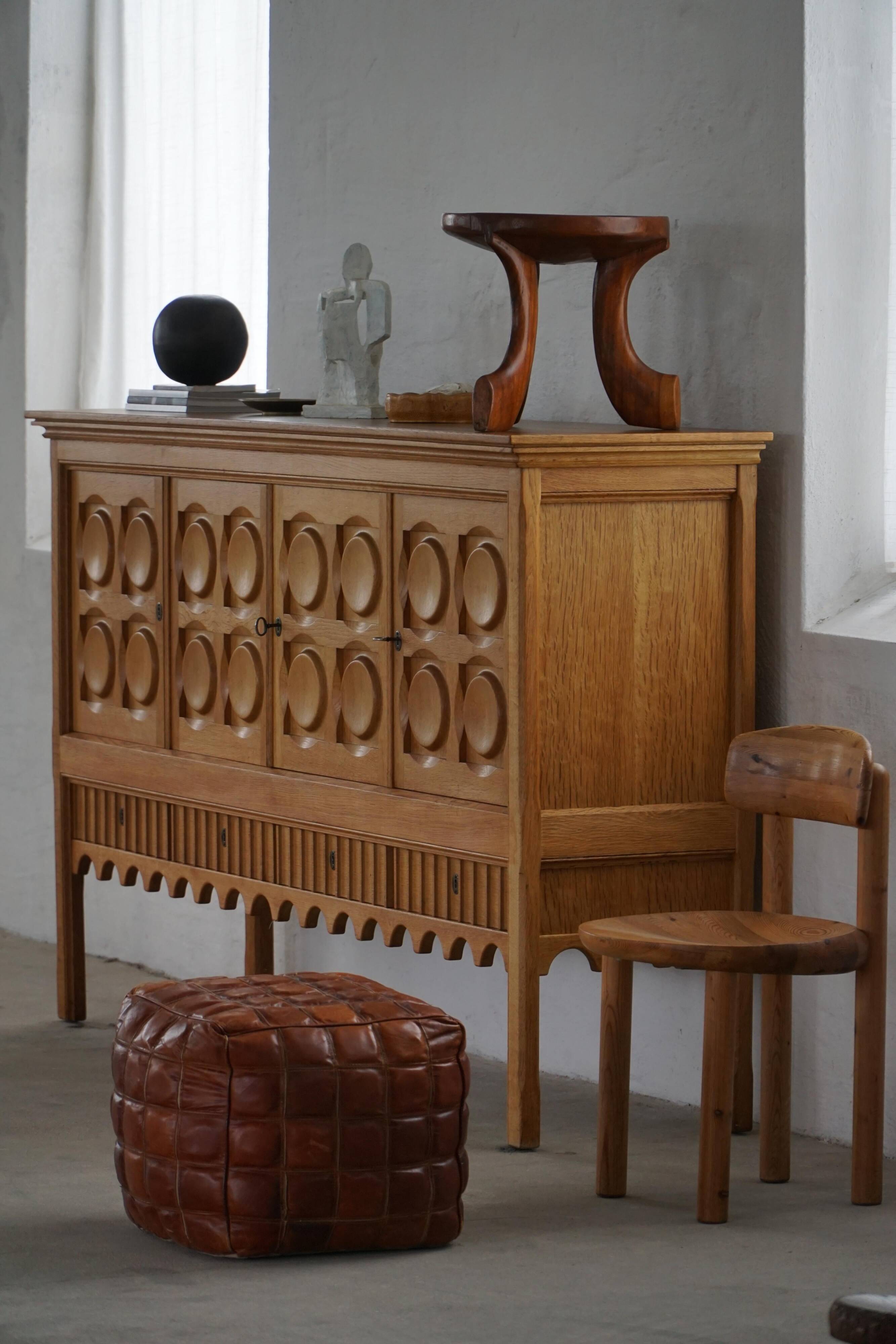 Oromo stool from mid-20th century Africa, hand-carved wood, tribal style.
