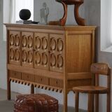 Oromo stool from mid-20th century Africa, hand-carved wood, tribal style.