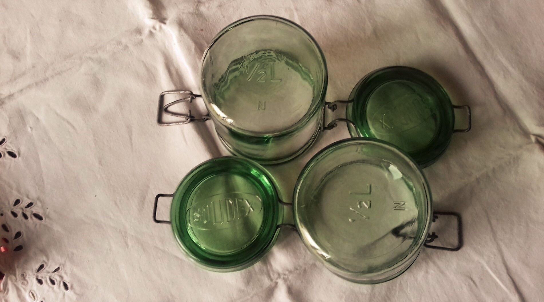 Lot 2 jars green Solidex 1/2 L glass