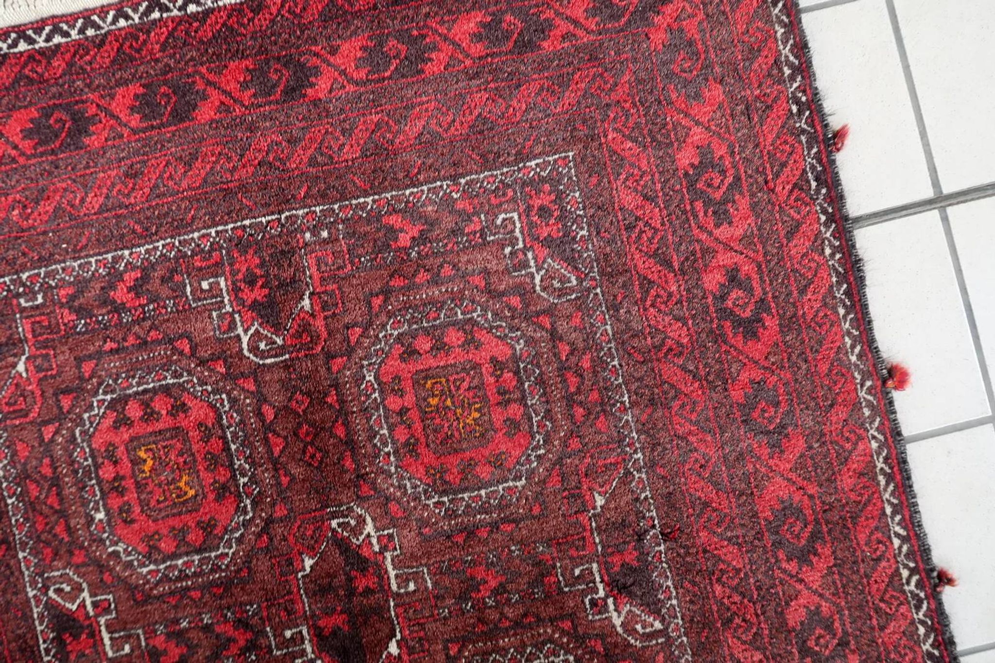 Vintage Afghan Baluch runner rug 107 x 211 cm - repetitive tribal (1C1196)