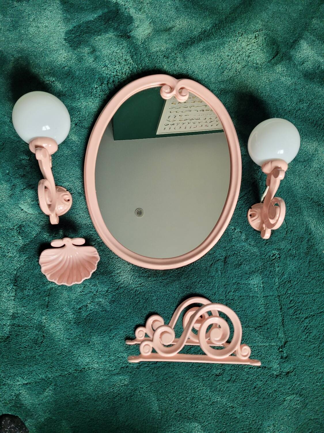 Pink Cast Iron Bathroom Set