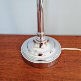 Desk lamp in chrome metal and white opaline