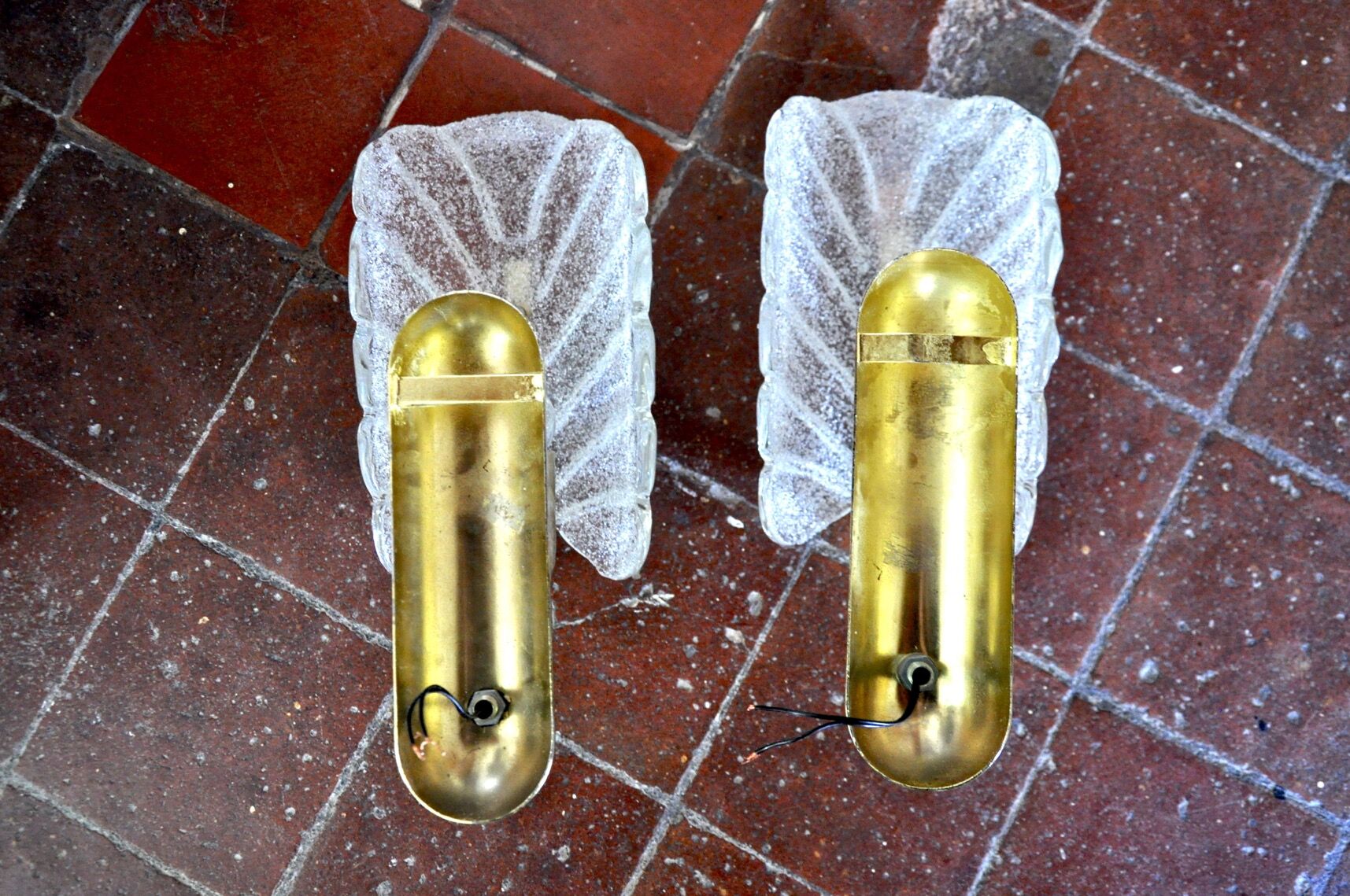 Pair of "leaf" wall lamps by Carl Fagerlund, Murano glass, Germany, 1970