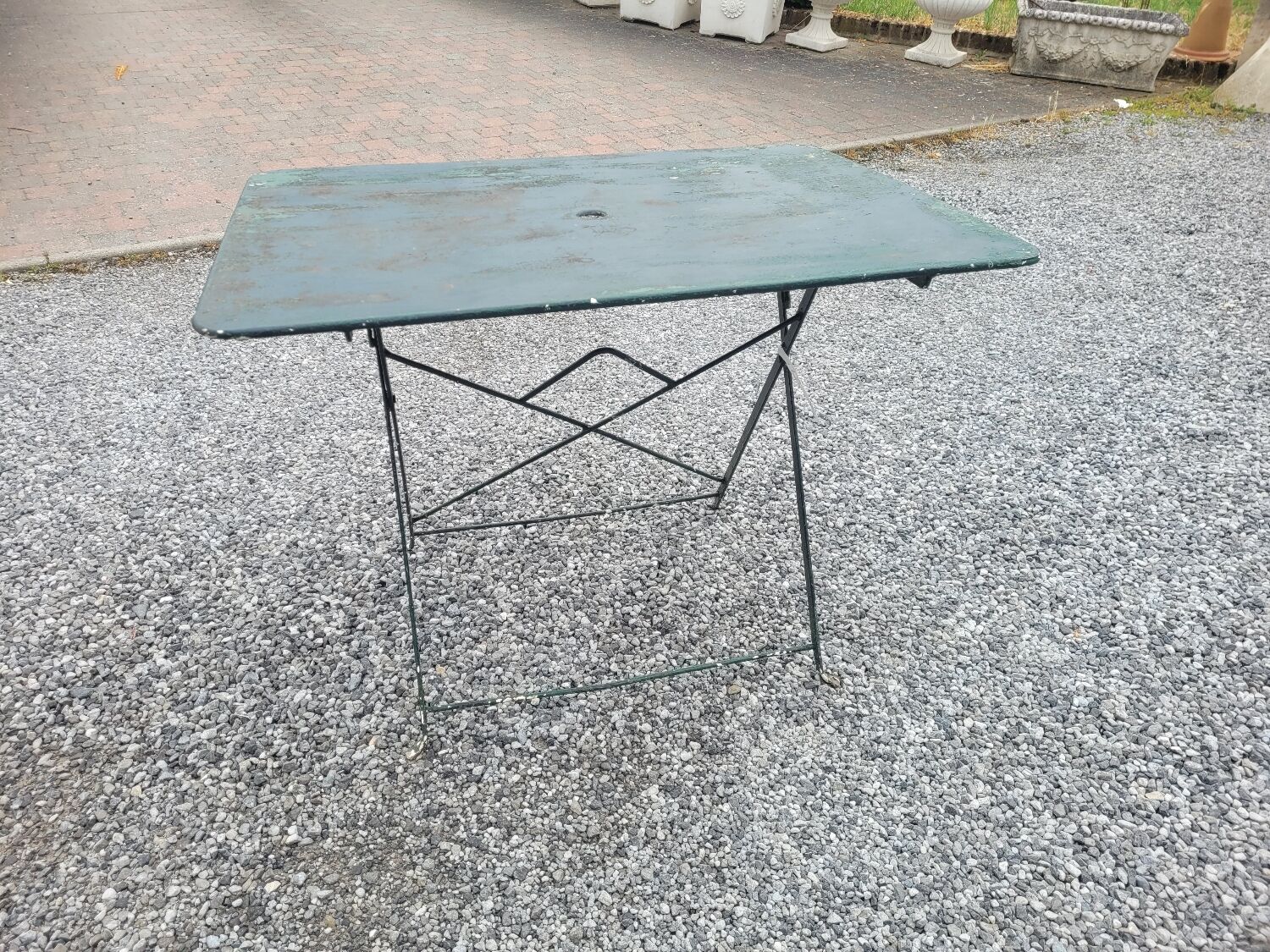 Old folding iron garden table