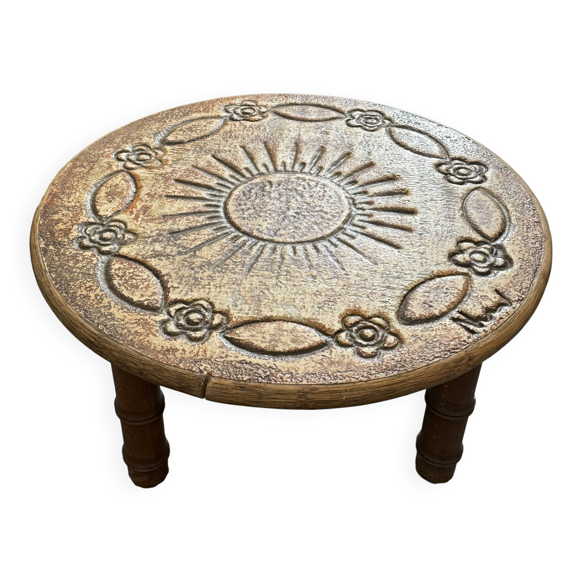 Capron style ceramic coffee table - signed François Chaty 1960s