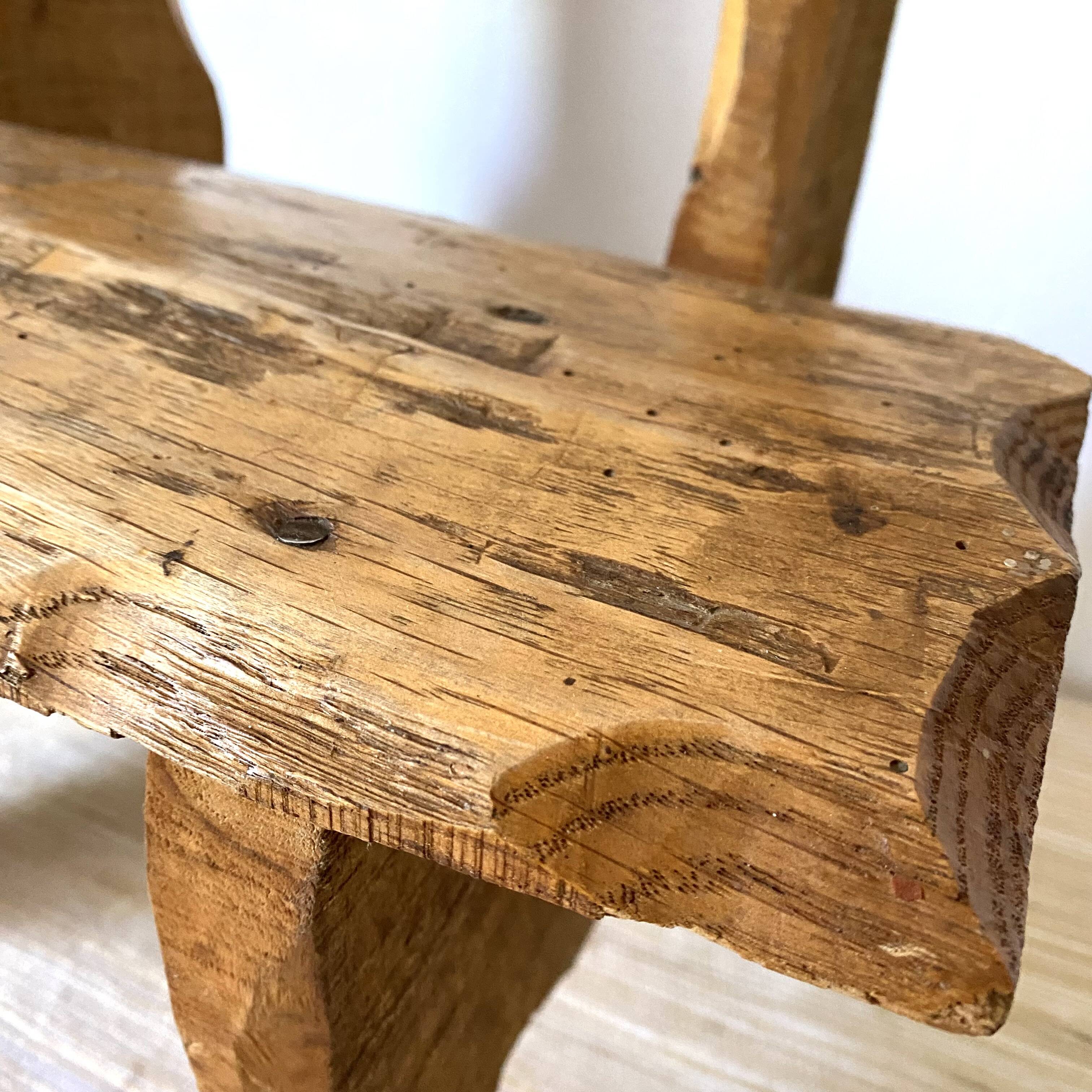 Brutalist low chair in solid wood