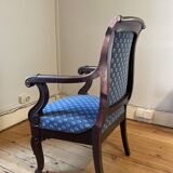 Set of 2 blue Directoire armchairs