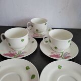 3 tasses et 5 sous-tasses vintage Richard Ginori motif sweet pea en ex